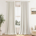 Guken Cream 100% Blackout Linen Curtains 104 Inch Length 2 Panels Set by Guken