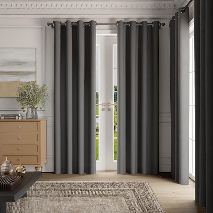 NICETOWN Room Darkening Draperies Curtains Panels, 2 Panels Grey W52 x L96 - Image 3