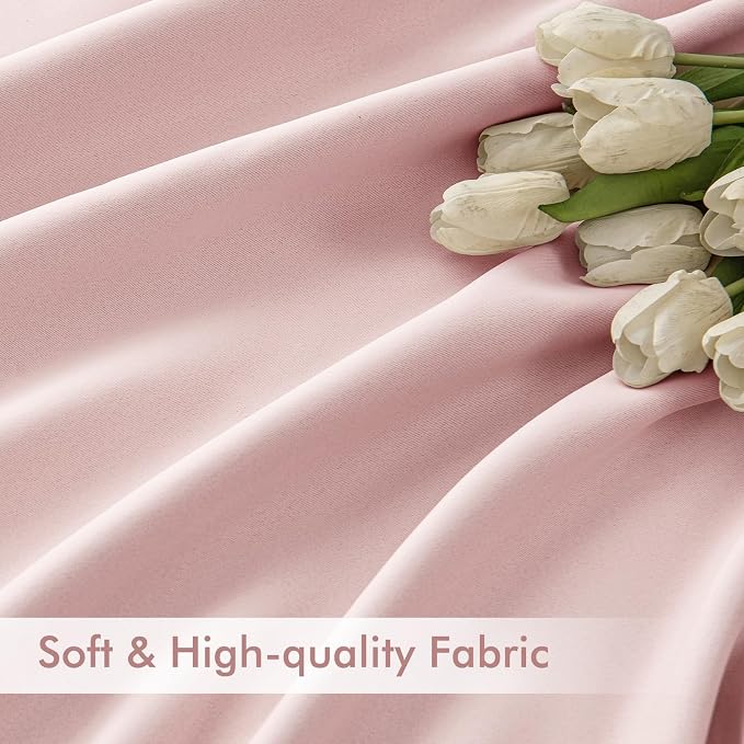 MIULEE Light Pink Back Tab Blackout Curtains 66x96 Inch Length 2 Panels Set | - Image 6