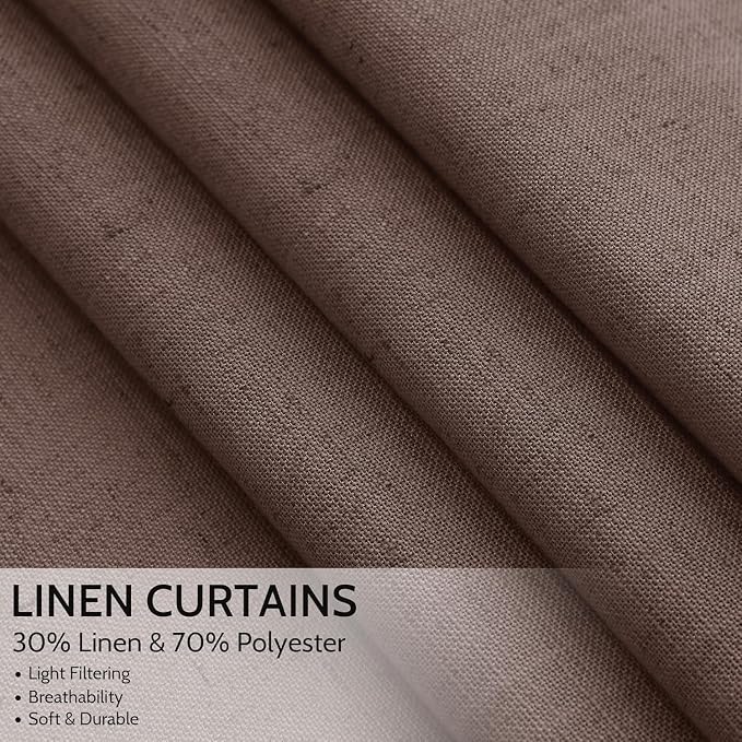 Cappuccino Linen Curtains for Living Room 105 Inches Long Light Filtering Semi - Image 4