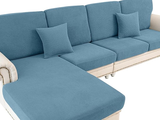 Couch Cushion Covers for Sectional Sofa L Shape Washable Separate Seat Chaise by LA+MEACK