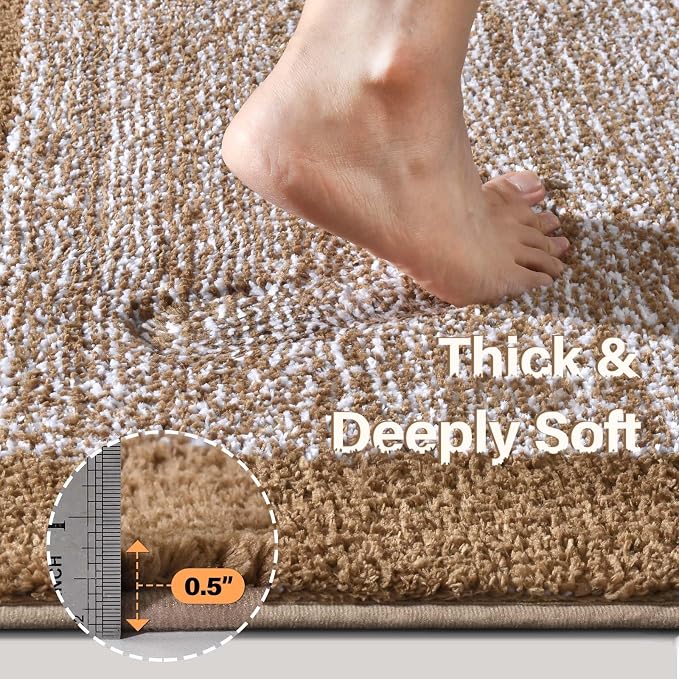 Bathroom Rugs 24x17 Non Slip Washable, Coffee Bath Mat - Image 4