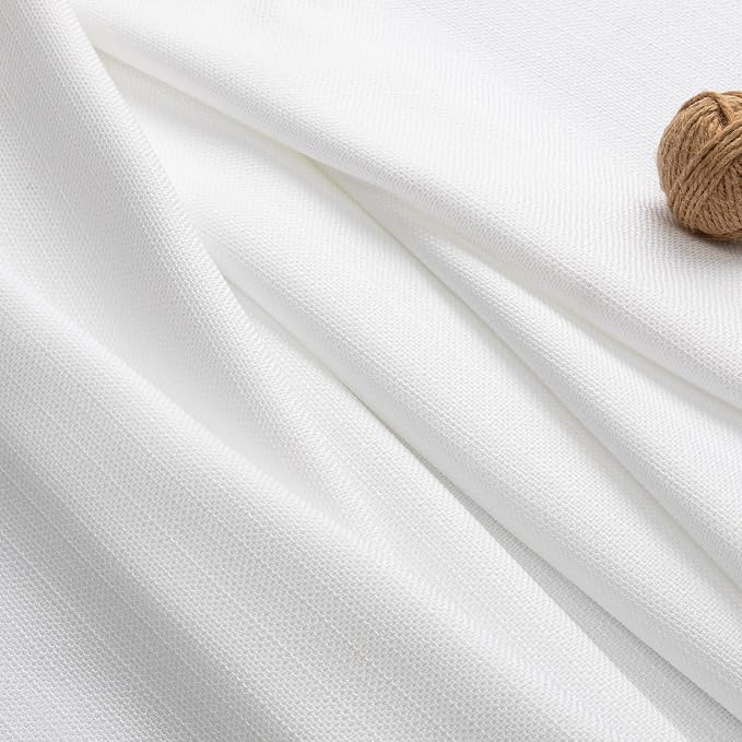 Chyhomenyc White Valance for Windows, Light Filtering Faux Linen Textured - Image 9
