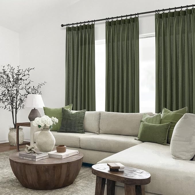 Topfinel Olive Green Pinch Pleated Curtains 105 Inch Length 1 Panels - Image 8