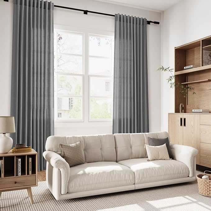 Blazer Grey Curtain SheerLinen Blend Light Filtering Back Tab Curtains 102 - Image 7