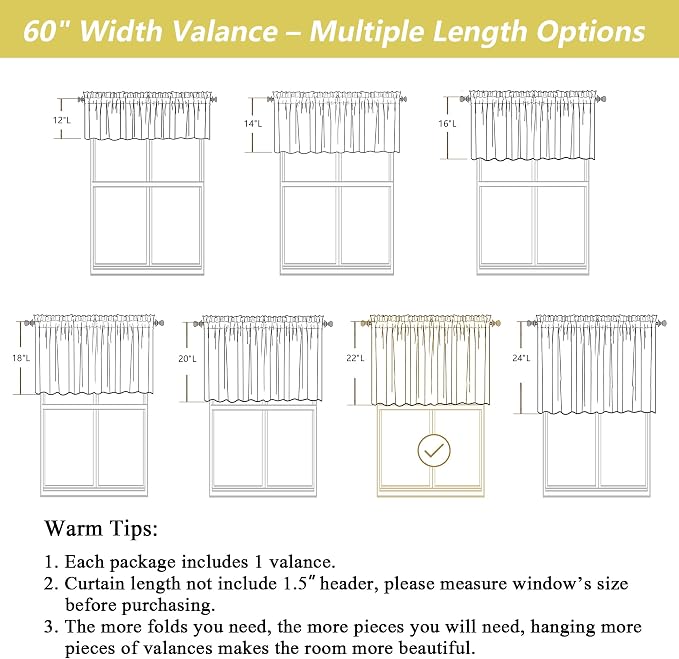 Black Valances for Windows, Light Filtering Faux Linen Textured Small Short - Image 3
