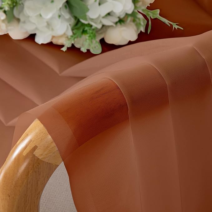 Chyhomenyc Orange Sheer Curtains 96 inches Long 2 Panels, Light Filtering Soft - Image 7