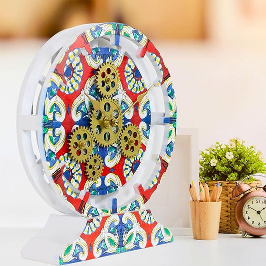 The Gears Clock Wall Clock Italy Collection with Moving Gears (Furore, 10 inch Round)