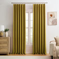 Yellow Pinch Pleated Curtains 102 Inch Length 2 Panels Set Noise Cancelling by KEQIAOSUOCAI