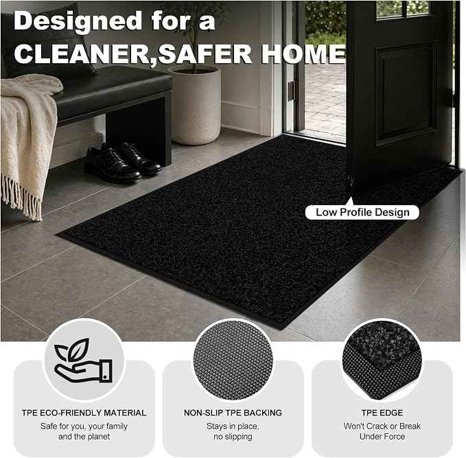 Super Absorbent Front Door Mat, 29.5" x 17", Non-Slip Washable Indoor Doormats - Image 5