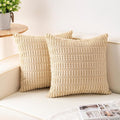Pack of 2 Corduroy Decorative Throw Pillow Covers 24x24 InchSoft Striped Pillow by Unknown