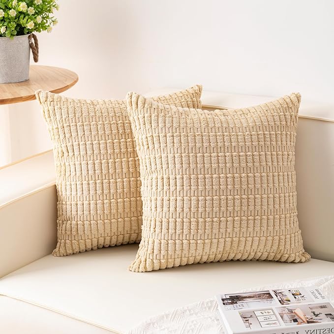 Aegero Pack of 2 Corduroy Decorative Throw Pillow Covers 20x20 Inch by Unknown