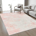 Area Rug Living Room: 3x5 Modern Washable Soft Carpet Pink White | by FXRHLP