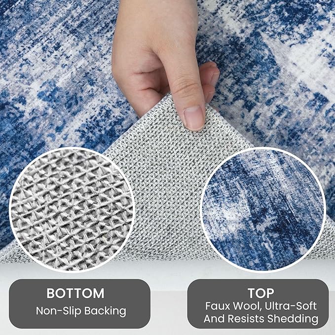 IOHOUZE Abstract Round Area Rug 6 Ft Washable Circle Rugs Large Round Rug Non - Image 4