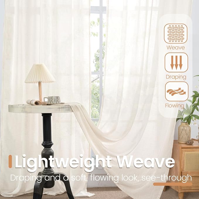 BGment Linen Curtains 84 Inch Length - Image 4