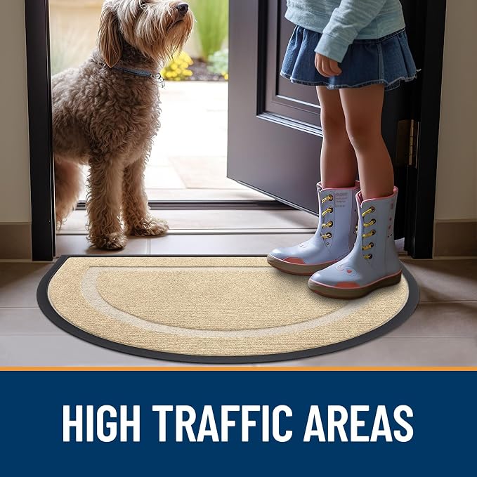 OLANLY Half Circle Front Door Mat Outside 47x23 All-Season Rubber Doormat | - Image 6