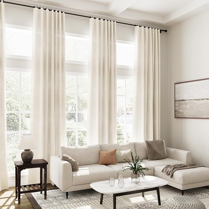 Extra Long Warm Beige Linen Curtains 120 Inch - Image 6