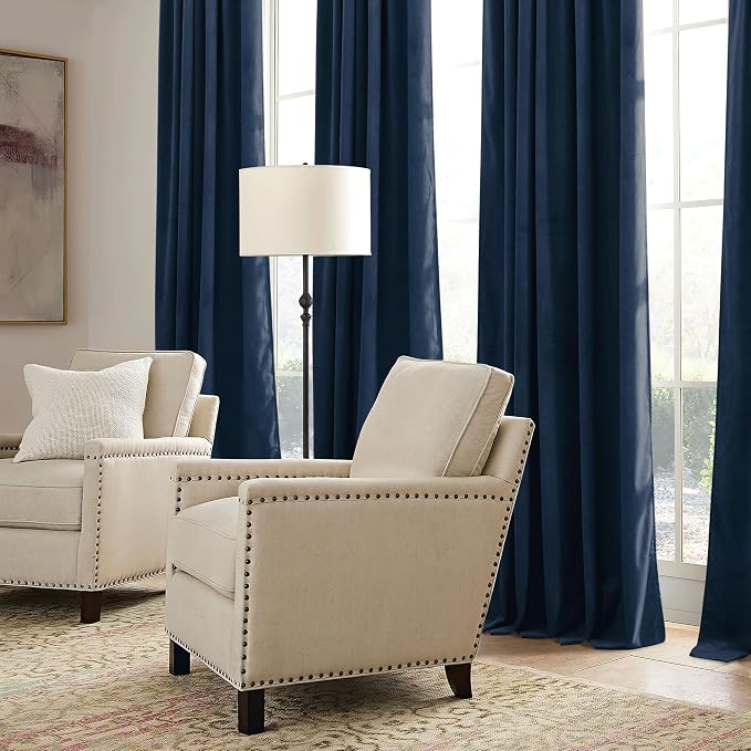 RYB HOME Navy Blue Velvet Curtains 72 inches - Image 6
