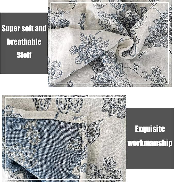 MSGKV Spring Throw Blanket 100% Cotton 60''x 80'', Versatile Woven Soft - Image 4
