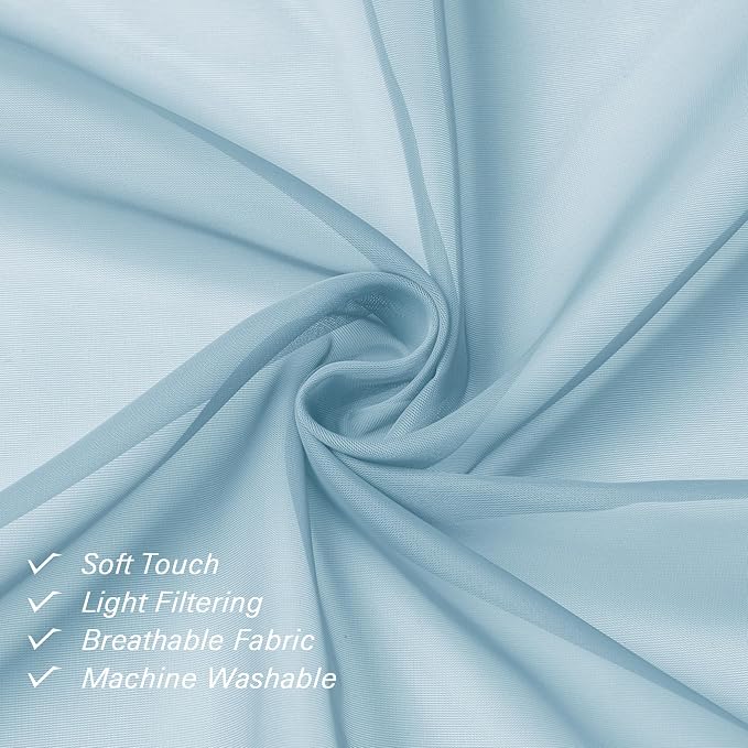 Sky Blue Sheer Curtains 78 Inches Long 2 Panels, Light Filtering Voile Solid - Image 7