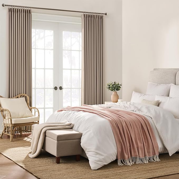 Pinch Pleated Window Curtain Panels 84 Inches Long Light Blocking Solid Ceiling - Image 4