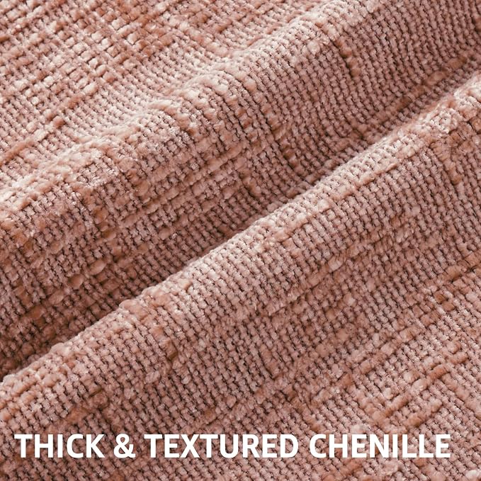 decorUhome Summer Pink Chenille Euro Sham Throw Pillow Covers 24x24 Set of 2 - Image 2