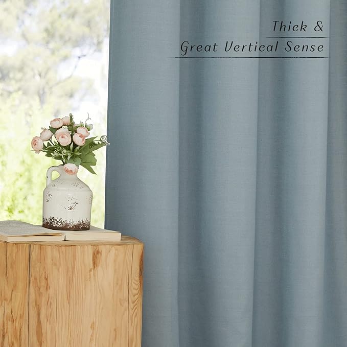 NICETOWN Thick Linen Stone Blue Curtains - Image 3