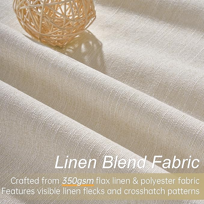 Topfinel Beige Linen Blackout Curtains 84 Inch Long, Modern Black Out Curtains - Image 3