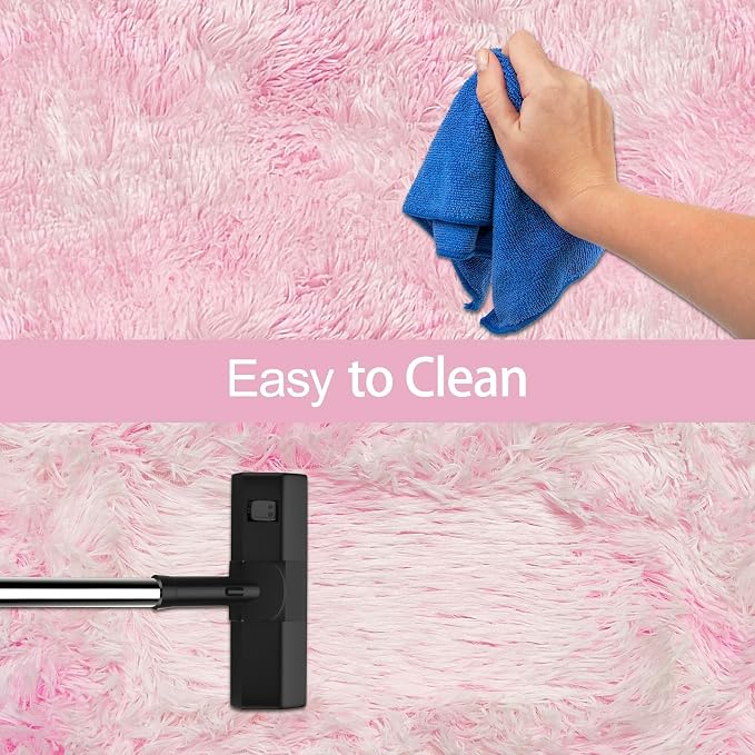 Tie-Dye Pink Fluffy Rug for Bedroom 4x6ft Soft Shag Area Rug Mat Bedside Throw - Image 7