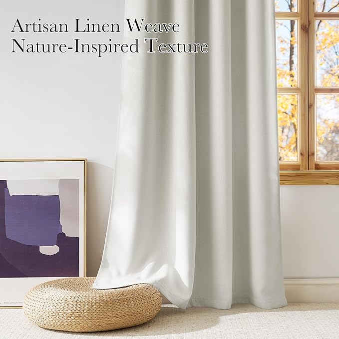 NICETOWN Faux Linen Natural Blackout Curtains 84 inches Long - Image 3