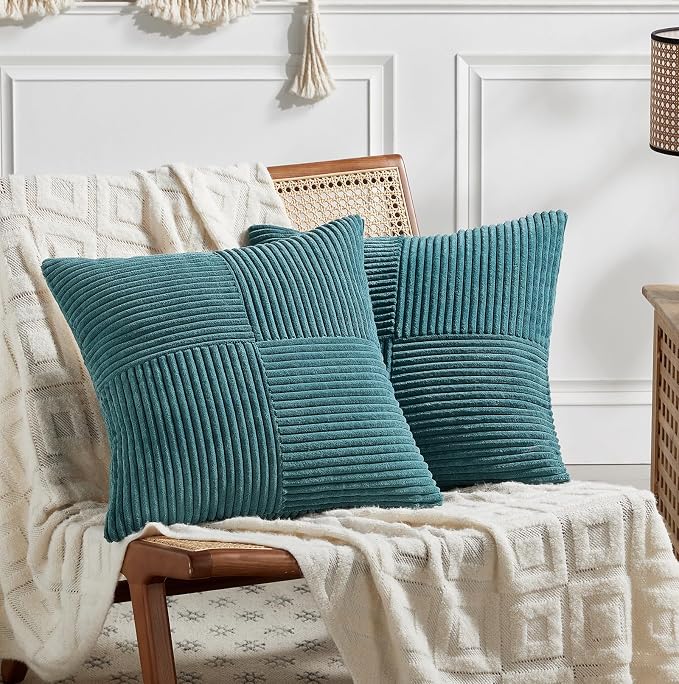 Fancy Homi 2 Packs Teal Decorative Throw Pillow Covers 22x22 Inch by Fancy+Homi