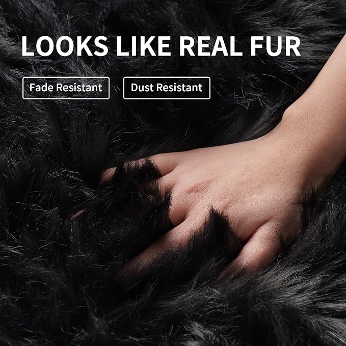 Small Faux Fur Rug, 2x4 ft Ultra Soft Sheepskin Rug Chair Sofa Cover Seat Pad - Image 4