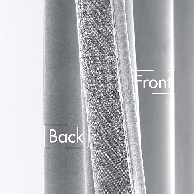 MIULEE Greyish White Velvet Curtains 108 inches Long 2 Panels - Image 6
