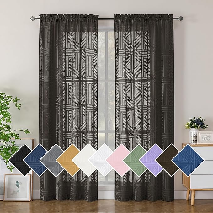 Simplebrand Chocolate Semi Sheer Curtains 84 Inches Long 2 Panels, Light by Simplebrand
