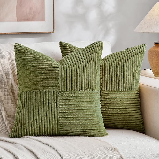 Fancy Homi 2 Packs Moss Green Big Decorative Throw Pillow Covers 24x24 Inch by Fancy+Homi