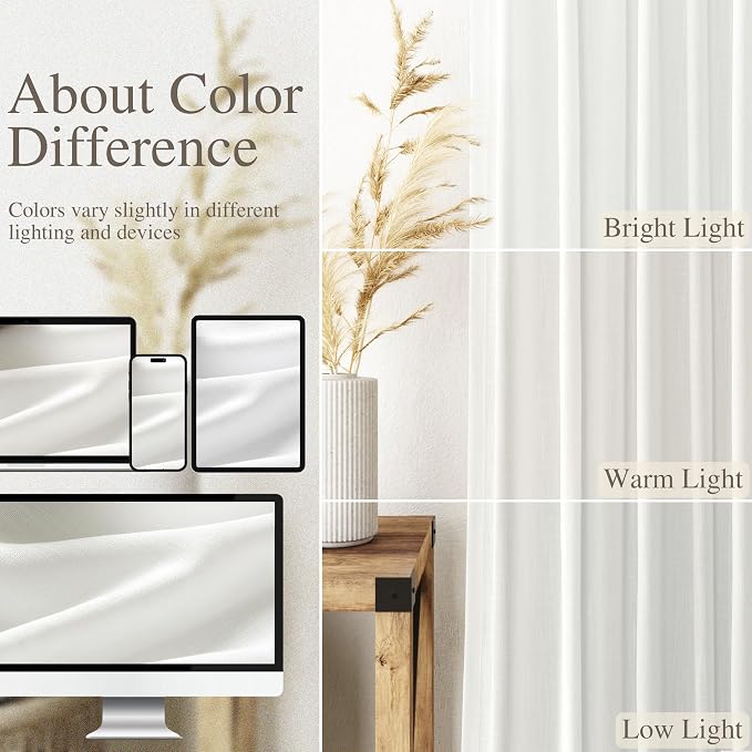 Off White Curtain 102 inches Long 2 Panels Set - Image 4