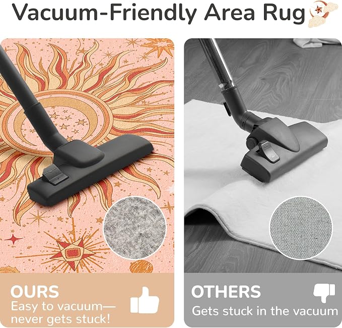 Vacuum-Friendly, Round 8ft Washable Area Rug - Image 4