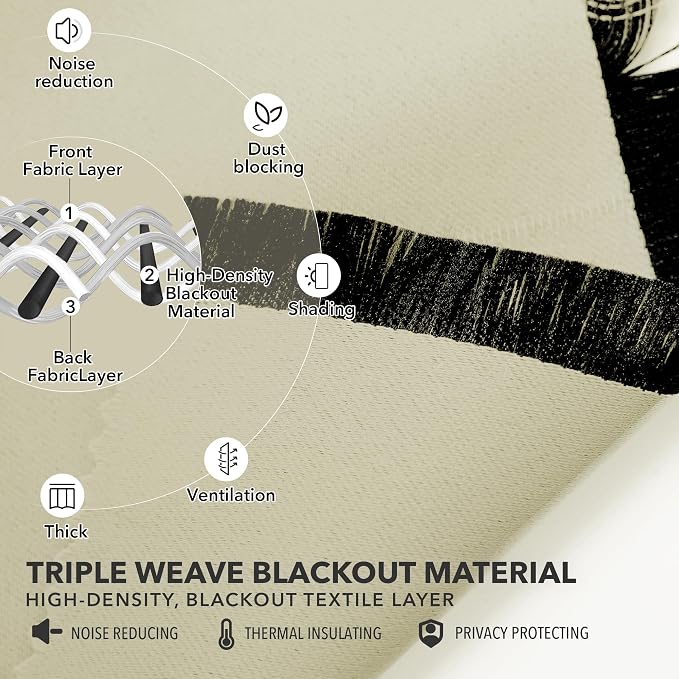 Deconovo Blackout Curtains, Thermal Insulated, W52 x L63 2 Panels, Back Tab - Image 5
