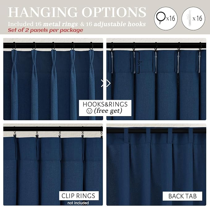 Thick Linen Denim Blue Viral Sheer Curtains 96 Inches Long - Image 4