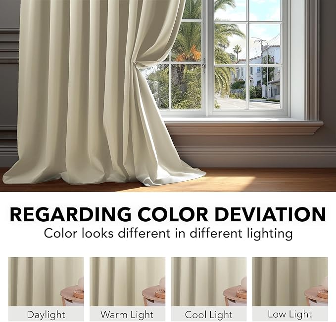 Deconovo Blackout Curtains, Thermal Insulated, W70 x L108 2 Panels, Back Tab - Image 6