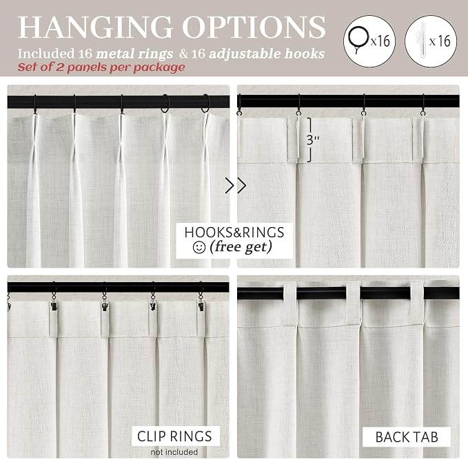 PleatedDrapes 100 Inch Light Filtering Curtains - Image 4