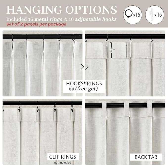 PleatedDrapes 102 Inch Long Curtains - Image 4