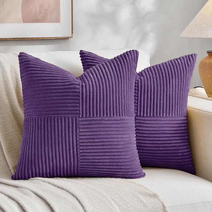 Fancy Homi 2 Packs Purple Decorative Throw Pillow Covers 16x16 Inch by Fancy+Homi