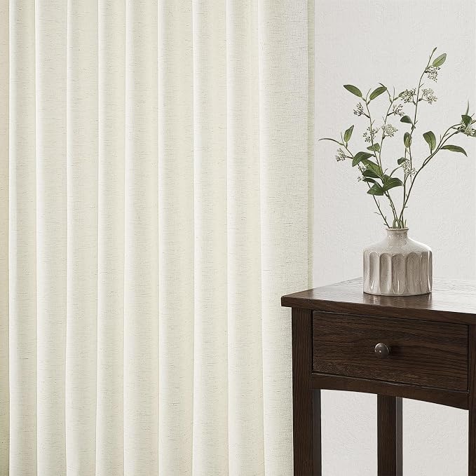 Topfinel 108 Inch Pinch Pleated Linen Curtains 1 Panels, Natural Semi Sheer - Image 5