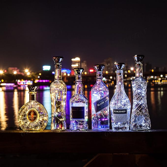 Solar Wine Bottle Lights Outdoor, Cork Lights for Wine Bottles Waterproof, Fairy Lights Solar for Wedding Party Garden Patio Pathway Decor, Suitable for Most Wine Bottle Mouths-MultiColor (8 Pack)