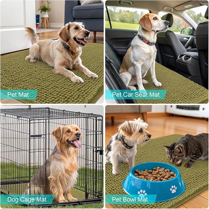 OLANLY Dog Door Mat for Muddy Paws 59x32, Super Absorbent Chenille Mud Mat | - Image 7