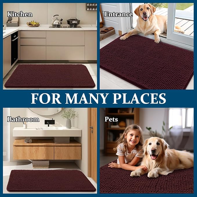 OLANLY Dog Door Mat for Muddy Paws 48x30, Super Absorbent Chenille Mud Mat | - Image 8