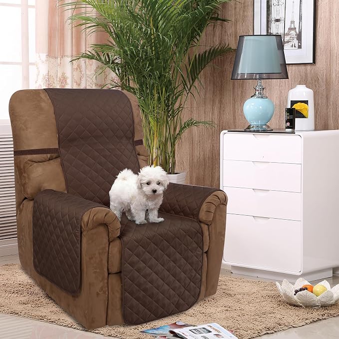 U-NICE HOME Reversible Recliner Chair Covers, Chocolate/Taupe | 28''Recliner - Image 2