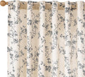 Lazzzy Farmhouse Linen Curtains Black Floral Curtains 90 Inch Length Back Tab by Lazzzy