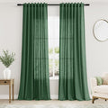 Green Semi Sheer Curtains 120 Inches Long 2 Panels Set Back Tab Loop Pocket by Nanspring